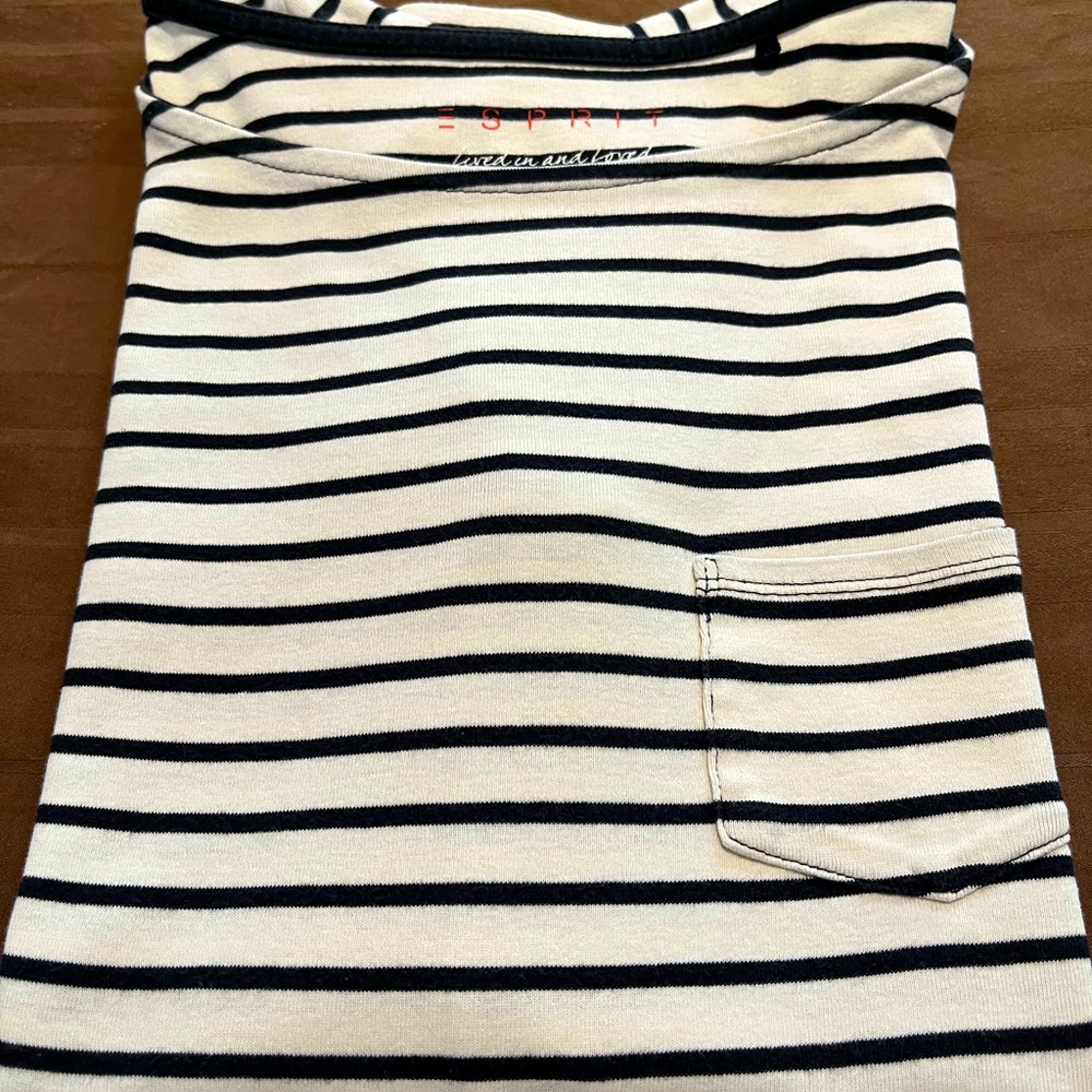 European Esprit Classic Cream/Black Striped Tee Shirt